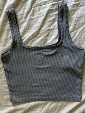 Hollister Gray Ribbed Square-Neck Crop Tank